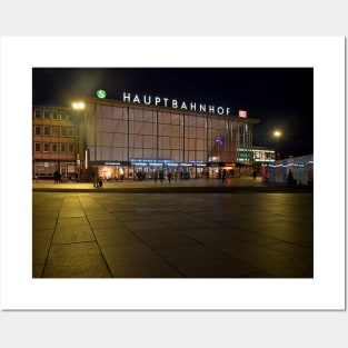 Cologne Station at night Posters and Art